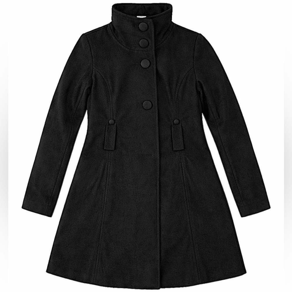 Black High Collar Peacoat